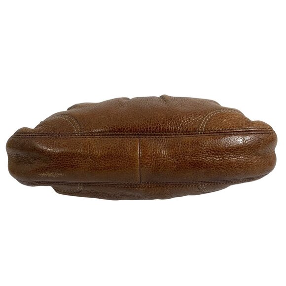 Coach 12917 Hamptons Brown Pleated Leather Hobo Shoulder Bag Zip Top Handbag - Picture 5 of 13